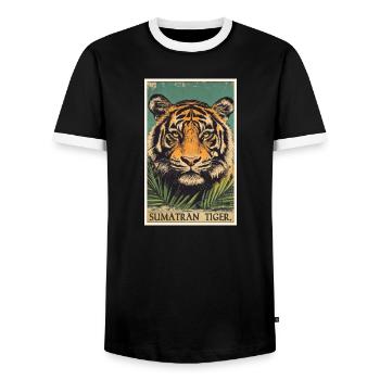 Sumatran tiger - Men's Ringer Shirt - black/white - Front - AI Model Female 172 light (172cm) & AI Model Male 178 light (178cm)