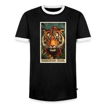 Sumatran tiger - Men's Ringer Shirt - black/white - Front - AI Model Female 172 light (172cm) & AI Model Male 178 light (178cm)