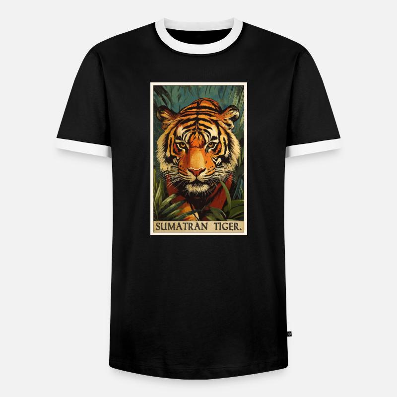 Sumatran tiger - Men's Ringer Shirt - black/white