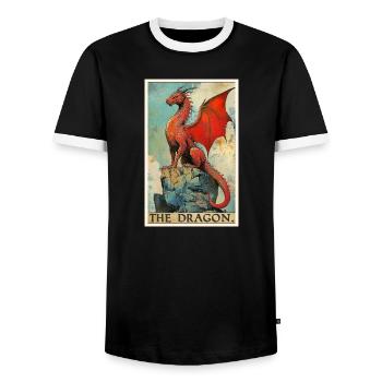 Dragon Dragon - Men's Ringer Shirt - black/white - Front - AI Model Female 172 light (172cm) & AI Model Male 178 light (178cm)