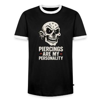 Piercing Addict Body Mod Enthusiast - T-shirt contrasté Homme - noir/blanc - Devant - AI Model Female 172 light (172cm) & AI Model Male 178 light (178cm)