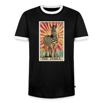 Zebras Zebra - Men's Ringer Shirt - black/white - Front - AI Model Female 172 light (172cm) & AI Model Male 178 light (178cm)