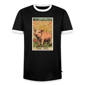 Cochon Cochon - T-shirt contrasté Homme - noir/blanc - Devant - AI Model Female 172 light (172cm) & AI Model Male 178 light (178cm)