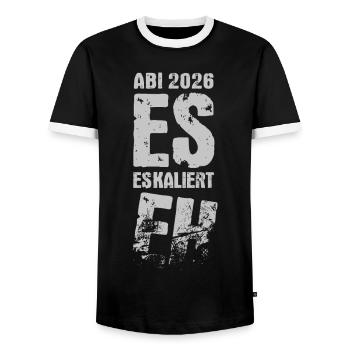 It's escalating anyway | Abi 2026 - Abitur Party - Men's Ringer Shirt - black/white - Front - AI Model Female 172 light (172cm) & AI Model Male 178 light (178cm)