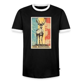 Reindeer Reindeer - Men's Ringer Shirt - black/white - Front - AI Model Female 172 light (172cm) & AI Model Male 178 light (178cm)