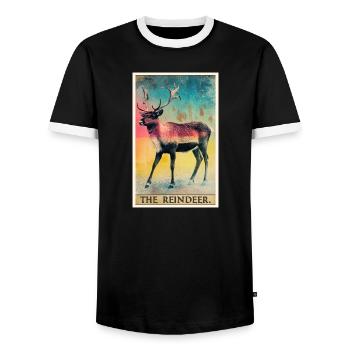 Reindeer Reindeer - Men's Ringer Shirt - black/white - Front - AI Model Female 172 light (172cm) & AI Model Male 178 light (178cm)