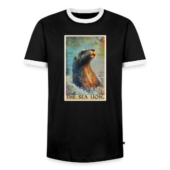 Lions de mer Lion de mer - T-shirt contrasté Homme - noir/blanc - Devant - AI Model Female 172 light (172cm) & AI Model Male 178 light (178cm)