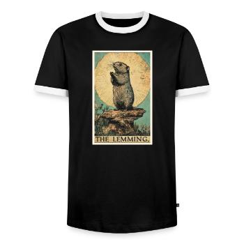 Lemmings Lemming - Men's Ringer Shirt - black/white - Front - AI Model Female 172 light (172cm) & AI Model Male 178 light (178cm)