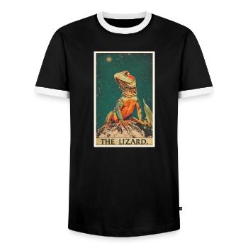 Lézard des lézards - T-shirt contrasté Homme - noir/blanc - Devant - AI Model Female 172 light (172cm) & AI Model Male 178 light (178cm)