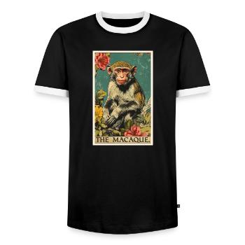 Makaken Makake - Männer Kontrast-T-Shirt - Schwarz/Weiß - Vorne - AI Model Female 172 light (172cm) & AI Model Male 178 light (178cm)