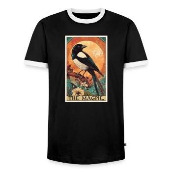 Magpies Magpie - Men's Ringer Shirt - black/white - Front - AI Model Female 172 light (172cm) & AI Model Male 178 light (178cm)