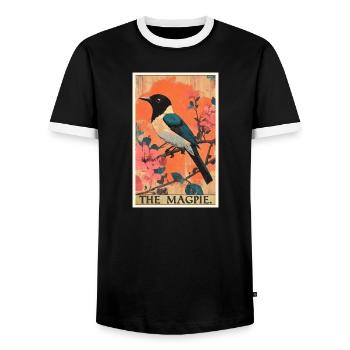 Magpies Magpie - Men's Ringer Shirt - black/white - Front - AI Model Female 172 light (172cm) & AI Model Male 178 light (178cm)