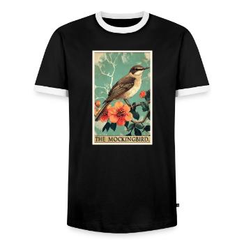 Spottdrosseln Spottdrossel - Männer Kontrast-T-Shirt - Schwarz/Weiß - Vorne - AI Model Female 172 light (172cm) & AI Model Male 178 light (178cm)