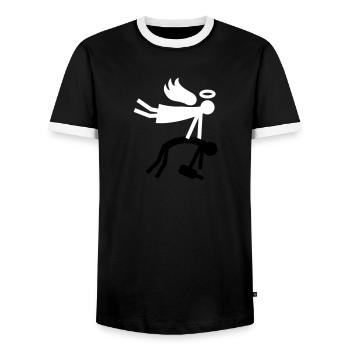 Guardian Angel - Drunk - Men's Ringer Shirt - black/white - Front - AI Model Female 172 light (172cm) & AI Model Male 178 light (178cm)