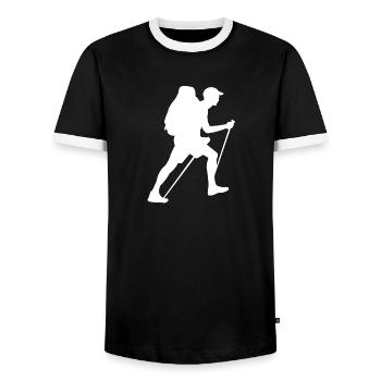 Wandern | Wanderer - Männer Kontrast-T-Shirt - Schwarz/Weiß - Vorne - AI Model Female 172 light (172cm) & AI Model Male 178 light (178cm)