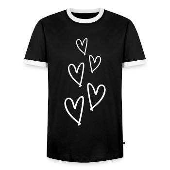Hearts Love Symbol - Men's Ringer Shirt - black/white - Front - AI Model Female 172 light (172cm) & AI Model Male 178 light (178cm)