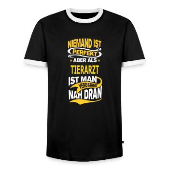 TIERARZT - Männer Kontrast-T-Shirt - Schwarz/Weiß - Vorne - AI Model Female 172 light (172cm) & AI Model Male 178 light (178cm)