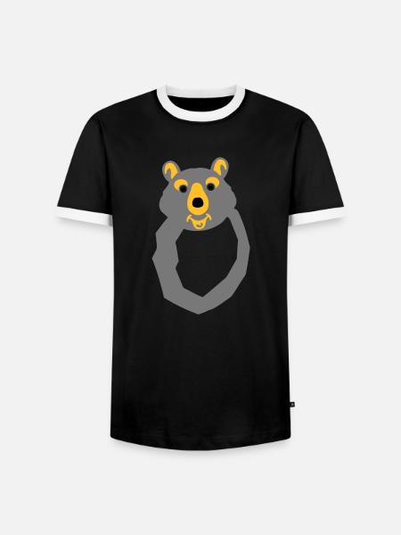 bear letter o drawing - Men's Ringer Shirt - black/white