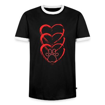 cœur rouge à patte - T-shirt contrasté Homme - noir/blanc - Devant - AI Model Female 172 light (172cm) & AI Model Male 178 light (178cm)