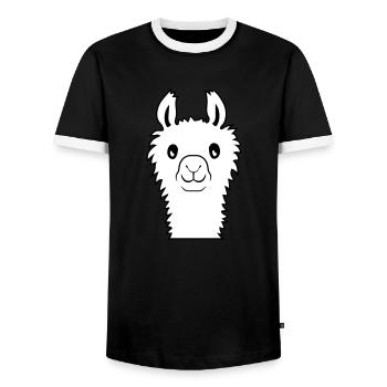 Niedliches Alpaka Gesicht - Männer Kontrast-T-Shirt - Schwarz/Weiß - Vorne - AI Model Female 172 light (172cm) & AI Model Male 178 light (178cm)