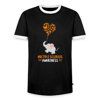 Multiple Sclerosis Awareness - Men's Ringer Shirt - black/white - Front - AI Model Female 172 light (172cm) & AI Model Male 178 light (178cm)