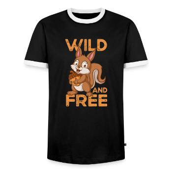 Squirrel squirrel squirrel-lover-S - Men's Ringer Shirt - black/white - Front - AI Model Female 172 light (172cm) & AI Model Male 178 light (178cm)