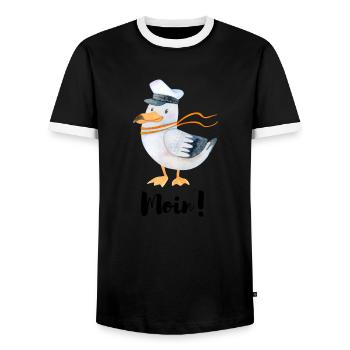 Moin von der Nordsee - Männer Kontrast-T-Shirt - Schwarz/Weiß - Vorne - AI Model Female 172 light (172cm) & AI Model Male 178 light (178cm)