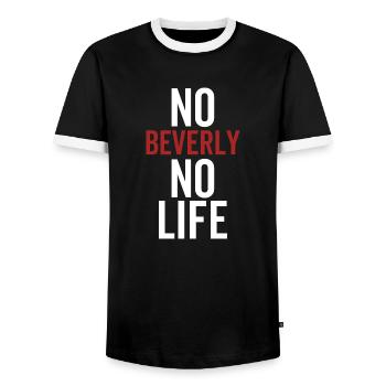 No Beverly No Life - Men's Ringer Shirt - black/white - Front - AI Model Female 172 light (172cm) & AI Model Male 178 light (178cm)