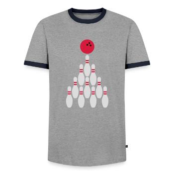 Bowling Kegeln Conception de boules - T-shirt contrasté Homme - gris/marine  - Devant - AI Model Female 172 light (172cm) & AI Model Male 178 light (178cm)