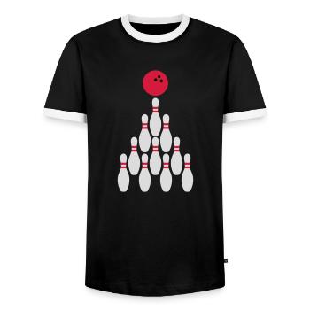 Bowling Kegeln Ball Design - Männer Kontrast-T-Shirt - Schwarz/Weiß - Vorne - AI Model Female 172 light (172cm) & AI Model Male 178 light (178cm)