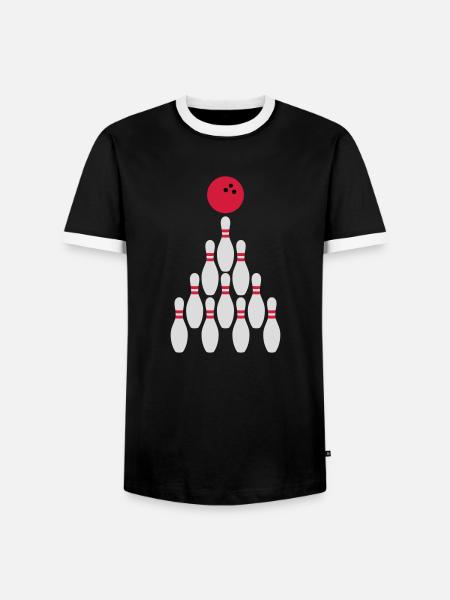 Bowling Kegeln Ball Design - Men's Ringer Shirt - black/white