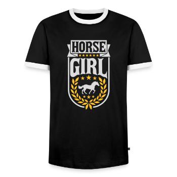 Citation de fille de cheval disant - T-shirt contrasté Homme - noir/blanc - Devant - AI Model Female 172 light (172cm) & AI Model Male 178 light (178cm)
