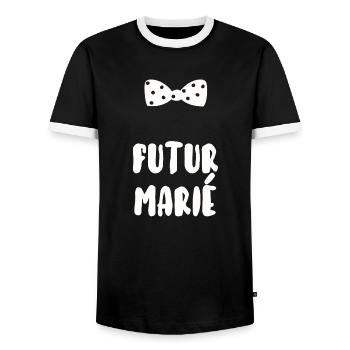 Futur marié - T-shirt contrasté Homme - noir/blanc - Devant - AI Model Female 172 light (172cm) & AI Model Male 178 light (178cm)
