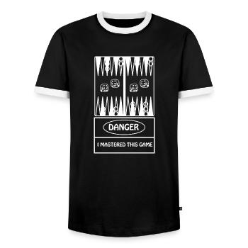 Boardgame Chess Backgammon Game Night - Men's Ringer Shirt - black/white - Front - AI Model Female 172 light (172cm) & AI Model Male 178 light (178cm)
