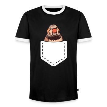 Zebra Finches Bird Zebra Finch - Men's Ringer Shirt - black/white - Front - AI Model Female 172 light (172cm) & AI Model Male 178 light (178cm)