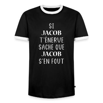 jacob - T-shirt contrasté Homme - noir/blanc - Devant - AI Model Female 172 light (172cm) & AI Model Male 178 light (178cm)