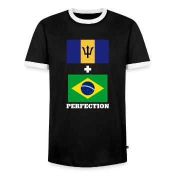 Barbados flag Barbadian bayan - Men's Ringer Shirt - black/white - Front - AI Model Female 172 light (172cm) & AI Model Male 178 light (178cm)