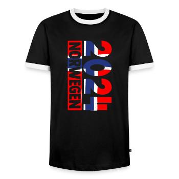 Urlaub Norwegen 2024 Fischer Angelteam Karpfen Ang - Männer Kontrast-T-Shirt - Schwarz/Weiß - Vorne - AI Model Female 172 light (172cm) & AI Model Male 178 light (178cm)