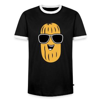 Peanuts Humor Small Peanut - Men's Ringer Shirt - black/white - Front - AI Model Female 172 light (172cm) & AI Model Male 178 light (178cm)