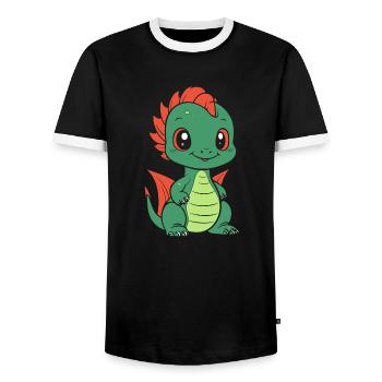 Baby Dragon - Men's Ringer Shirt - black/white - Front - AI Model Female 172 light (172cm) & AI Model Male 178 light (178cm)