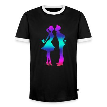 Love me Valentine Happy Valentines Valentines - Men's Ringer Shirt - black/white - Front - AI Model Female 172 light (172cm) & AI Model Male 178 light (178cm)