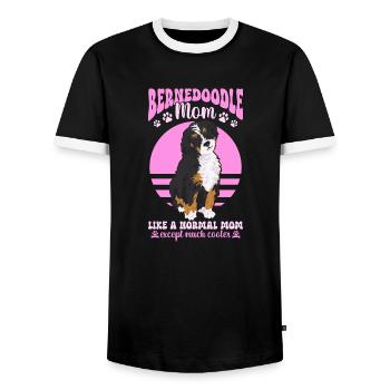 Bernedoodle Dog - Men's Ringer Shirt - black/white - Front - AI Model Female 172 light (172cm) & AI Model Male 178 light (178cm)