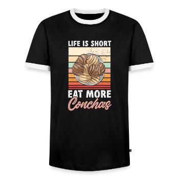 Concha Hispanique Mexicain Pan Dulce - T-shirt contrasté Homme - noir/blanc - Devant - AI Model Female 172 light (172cm) & AI Model Male 178 light (178cm)
