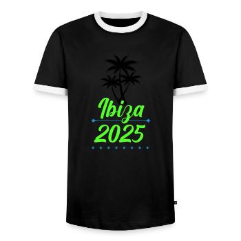 Ibiza 2025 - Men's Ringer Shirt - black/white - Front - AI Model Female 172 light (172cm) & AI Model Male 178 light (178cm)