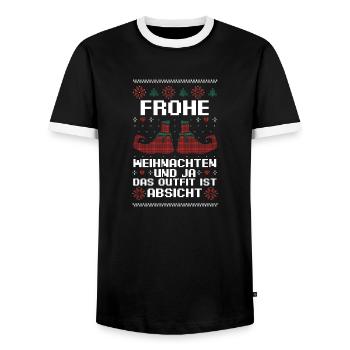 Weihnachtsmann Weihnachtsfest Ugly Christmas - Männer Kontrast-T-Shirt - Schwarz/Weiß - Vorne - AI Model Female 172 light (172cm) & AI Model Male 178 light (178cm)