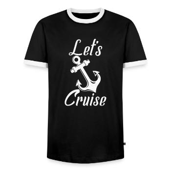 let's cruise Trip Vacation - Men's Ringer Shirt - black/white - Front - AI Model Female 172 light (172cm) & AI Model Male 178 light (178cm)
