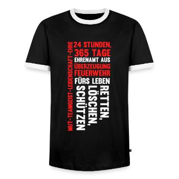 Feuerwehr Feuerwehrauto Freiwillige Feuerwehr Gesc - Männer Kontrast-T-Shirt - Schwarz/Weiß - Vorne - AI Model Female 172 light (172cm) & AI Model Male 178 light (178cm)