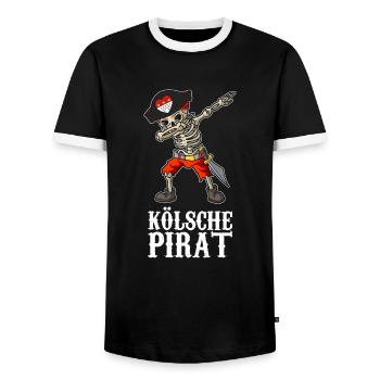 Karneval Kölle Alaaf Dabbing Skelett Fun mit Pirat - Männer Kontrast-T-Shirt - Schwarz/Weiß - Vorne - AI Model Female 172 light (172cm) & AI Model Male 178 light (178cm)