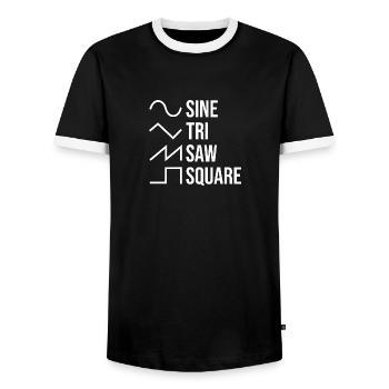 Synthétiseur Waveform Sine Tri Saw Square - T-shirt contrasté Homme - noir/blanc - Devant - AI Model Female 172 light (172cm) & AI Model Male 178 light (178cm)