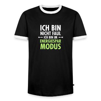 Ich Bin Nicht Faul - Ich Bin Im Energiesparmodus - Männer Kontrast-T-Shirt - Schwarz/Weiß - Vorne - AI Model Female 172 light (172cm) & AI Model Male 178 light (178cm)